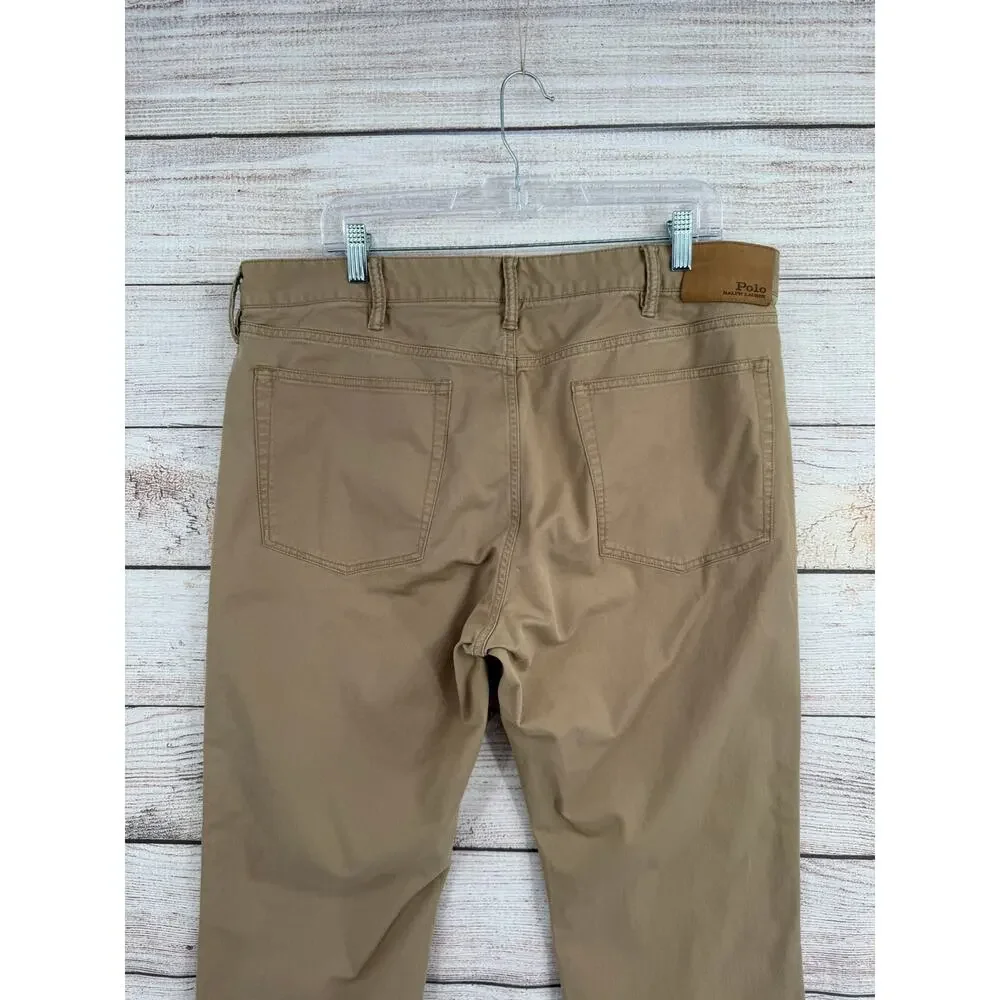 Polo Ralph Lauren 5 Pocket Tapered Leg Khaki Jeans Mens 38x30‎ Beige Tan